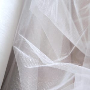 Ivory Bridal Tulle Fabric: Soft Polyester Mesh, 2-Way Stretch