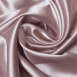 Dusty Rose Silky Satin Fabric by the Yard – Shiny Fall Wedding Material for Dresses, Prom Gowns, Holiday Decor, DIY and Sewing Projects