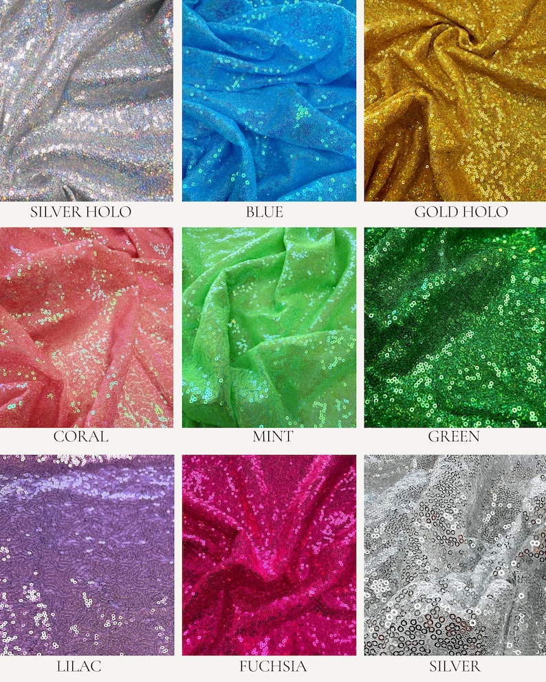 Silver Sequin Fabric by the Yard – 3mm Holographic Mesh for Prom Dress, Ice Skating Costume, Pageant Gown