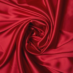 Luxury Red Satin Fabric by the Yard – Stretch Silk Satin, Premium ...