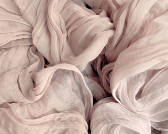 Taupe Cheesecloth Table Runner – Crinkled Gauze Fall Wedding Decor, Boho Rustic Table Drape for Arches, Centerpieces and Thanksgiving Tables