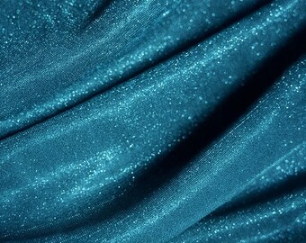 Turquoise Lurex Glitter Fabric – Sparkling Stretch Fabric by the Yard, Christmas Fabric for Party Dresses, Dance Costumes and Prom Gowns