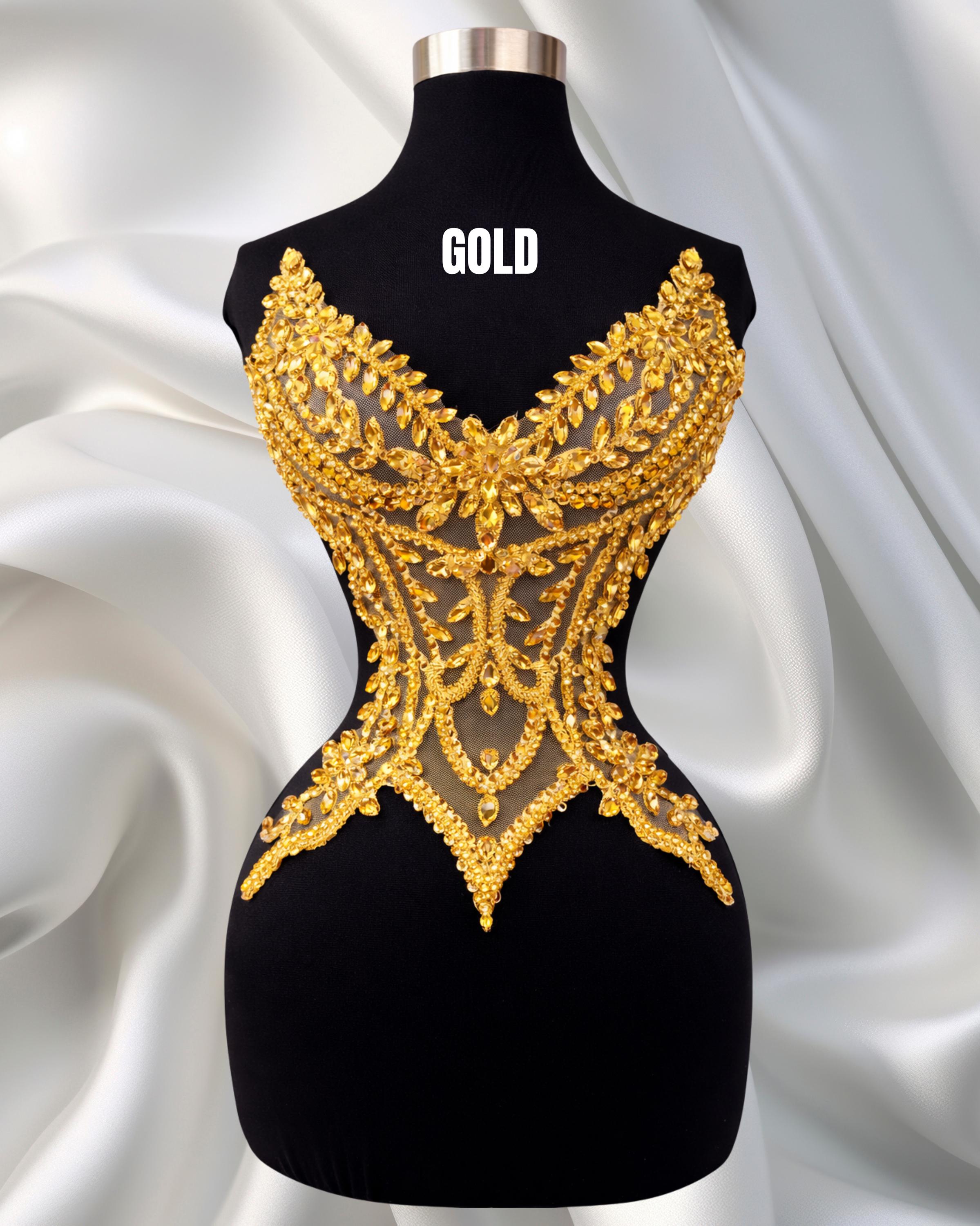 Rhinestone Corset Bodice Applique for Wedding Dress - XS Size Crystal ...