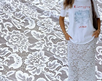 White Stretch Lace Fabric: 4-Way Spandex, Bridal Lingerie, DIY Sewing