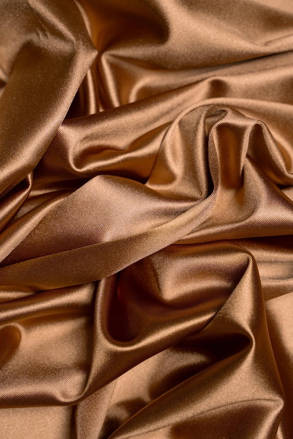 Mocha Shiny Spandex Fabric by the Yard – 4 Way Stretch Fabric for Christmas Dresses, Dancewear, Prom Gowns, Costumes and DIY Sewing Projects