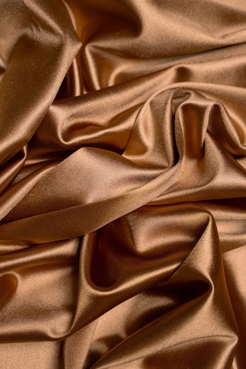 Mocha Shiny Spandex Fabric by the Yard – 4 Way Stretch Holiday Fabric for Christmas Dresses, Dancewear, Prom Gowns, Costumes and DIY Sewing Projects