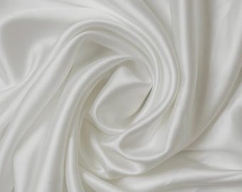 Off White Satin Fabric by the Yard – Luxury Stretch Silk Satin, Premium Bridal and Christmas Fabric for Wedding Dresses, Gowns, Formal Wear
