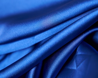 Luxury Royal Blue Stretchy Satin Fabric,Satin Fabric by the Yard, Luxury Shiny Stretch Satin, Fashion Satin for Prom, Cocktail,Evening Dress