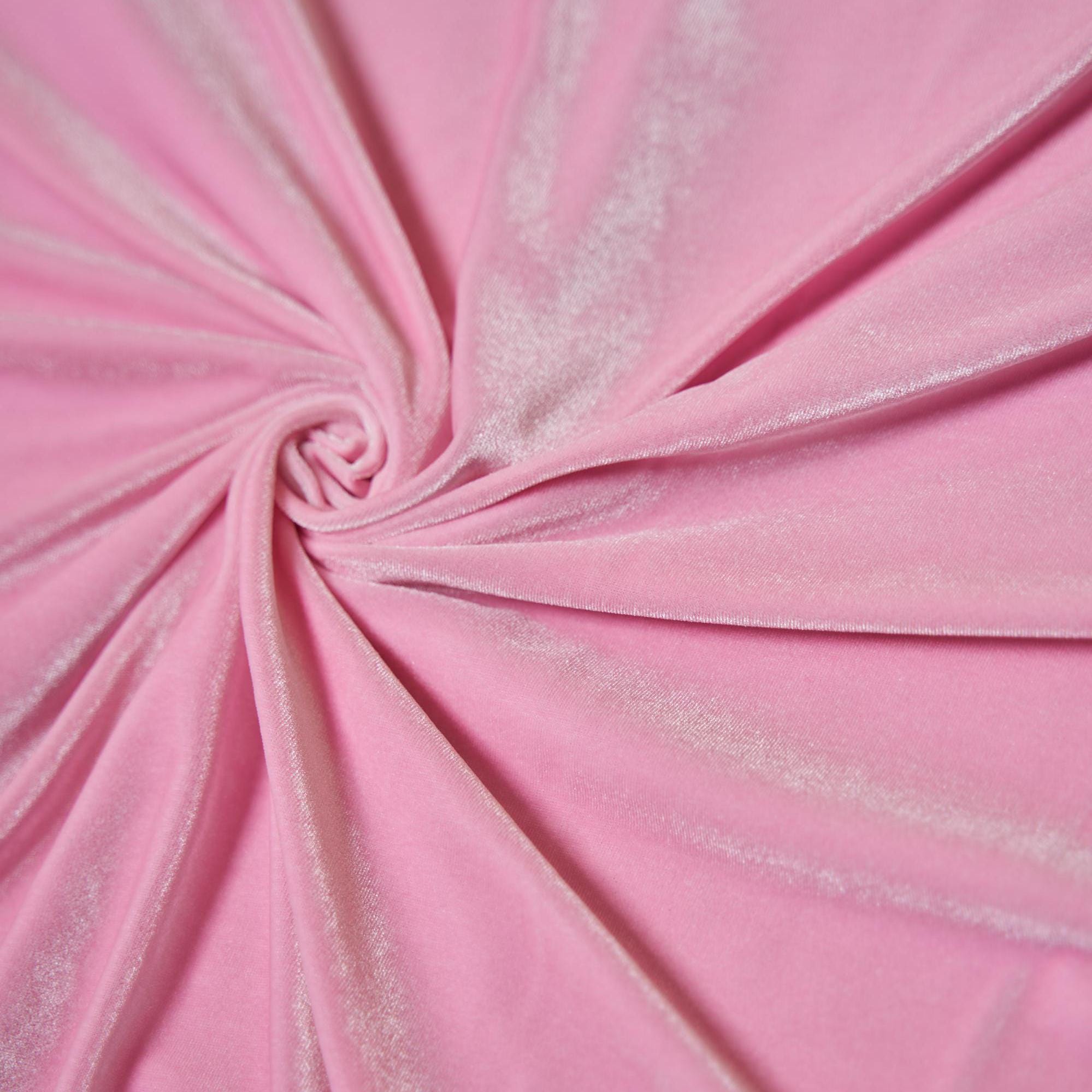 Soft Pink Stretch Velvet Fabric: 4-Way Stretch, 360 GSM, By The Yard