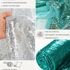 Silver Sequin Fabric by the Yard – 3mm Holographic Mesh for Prom Dress, Ice Skating Costume, Pageant Gown