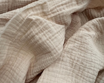 Linen Crinkle Double Gauze Fabric – 100% Cotton Muslin by the Yard, Soft, Breathable, Lightweight Fabric for Swaddles, Clothing and DIY