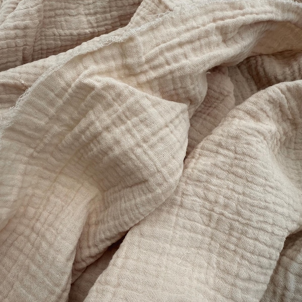 Linen Crinkle Double Gauze Fabric – 100% Cotton Muslin by the Yard, Soft, Breathable, Lightweight Fabric for Swaddles, Clothing and DIY