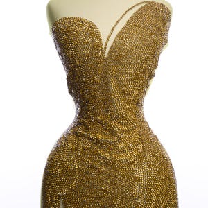 Luxury Gold Rhinestone Applique – Crystal Embellishment for Wedding Dresses, Bridal Bodices, Prom Gowns & Couture Evening Wear