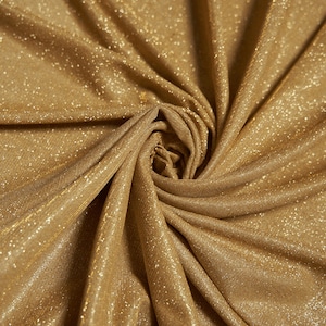 Gold Glitter Spandex Knit Fabric: Shimmer Lurex, 2-Way Stretch