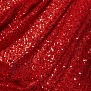 Iridescent Red Striped Sequin Fabric on Stretch Mesh, Shiny Glitter Sequins for Sewing, Crafting, Apparel, Costumes, DIY Projects, Prom