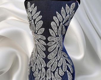 Rhinestone Applique for Wedding Dress – Silver Crystal Bodice Trim, Sparkly Bridal Gown Embellishment, Prom Dress Patch, DIY Sewing