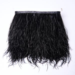 Black Ostrich Feather Trim, Feather Trim by the Yard, Black Feather Trim, Feather Fringe, Feather Sewing Trim, Craft Feather Trim