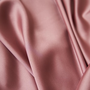 Mauve Stretch Satin Fabric: Shiny Polyester Spandex Blend, 58&quot; Wide