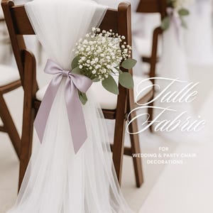 Shiny Tulle Fabric by the Yard – Sheer Wedding Aisle Decor, Pew Flowers, Chair Bows, Party Backdrops, DIY Event Draping & Craft Supplies