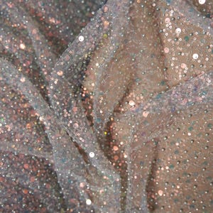 Iridescent Beaded Embroidery Lace Fabric: Bridal Wedding Gown Material