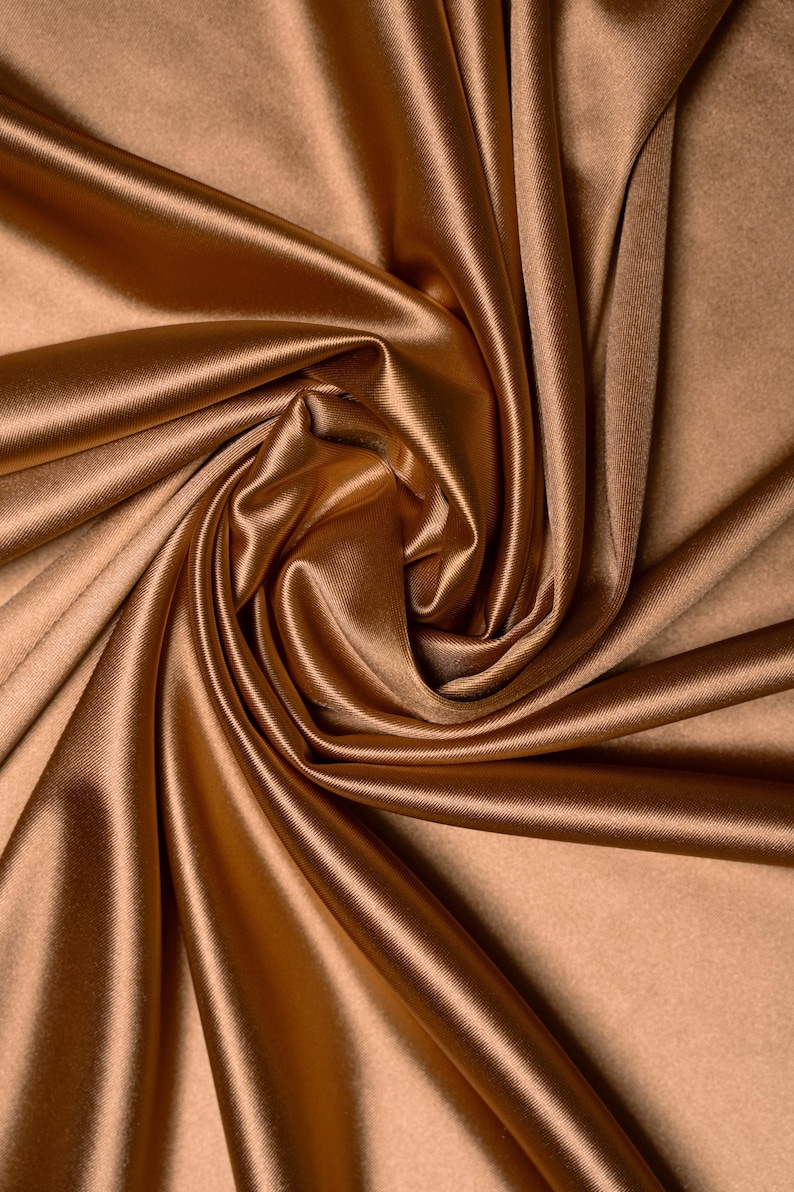 Mocha Shiny Spandex Fabric by the Yard – 4 Way Stretch Holiday Fabric for Christmas Dresses, Dancewear, Prom Gowns, Costumes and DIY Sewing Projects