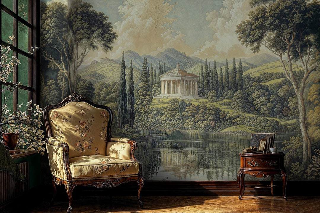 Pastoral Landscape Peel and Stick Wallpaper Rolling Hills, Antique ...