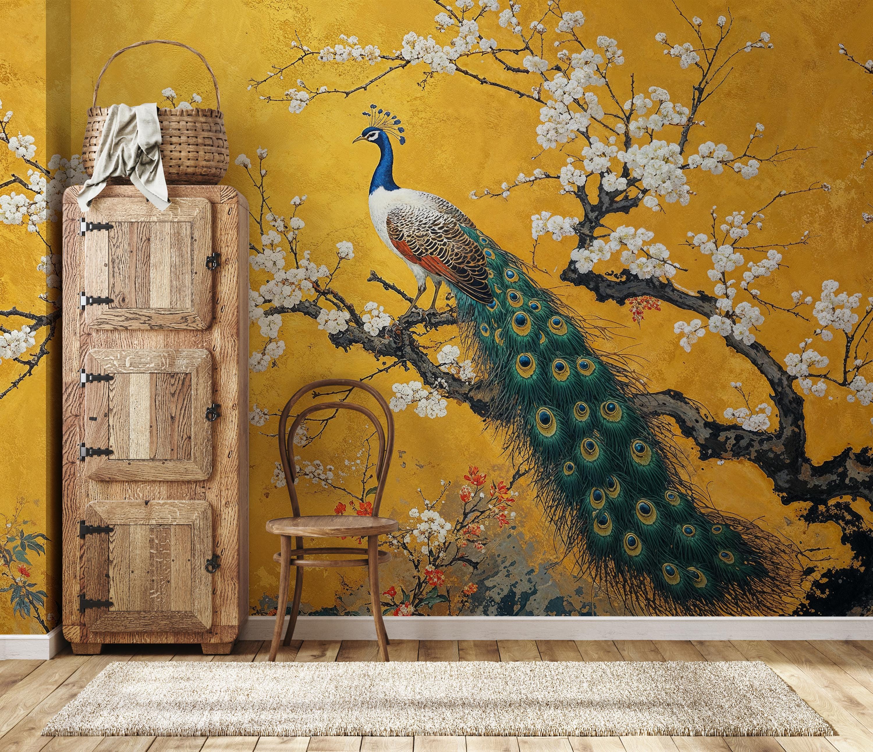 Autocollant Mural 3D Paon Doré - Décoratif, Autoadhésif Et Amovible, Neuf