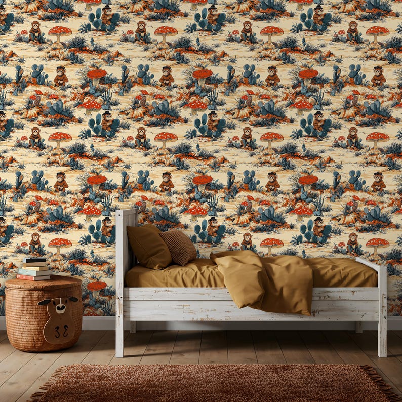Cowboy Western Monkey Peel and Stick Wallpaper, Vintage Western Theme ...