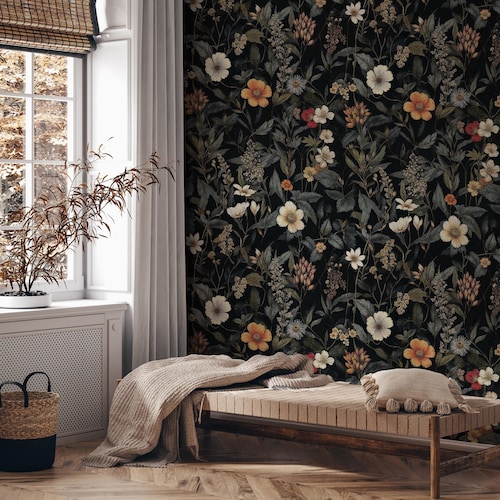 Peel And Stick Wallpaper Canvas Cute Wildflowers Butterflies Dragonflies Seamless Flowers Modern Art Wall Mural Decor Self Adhesive Removable 69in X 98in - View #8