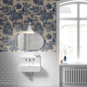 Sullivan's Island Toile Peel and Stick Wallpaper- Blue and White