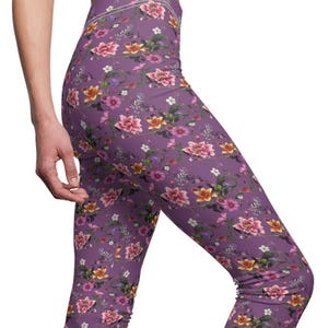 Floral Leggings for Women | High-Waisted Yoga Pants | Spring Fitness Tights | Casual Athletic Leggings | Women&#39;s Workout Pants