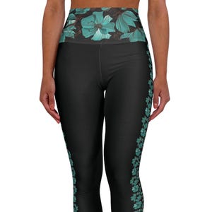 Black Floral Yoga Leggings: High Waisted Fitness Activewear