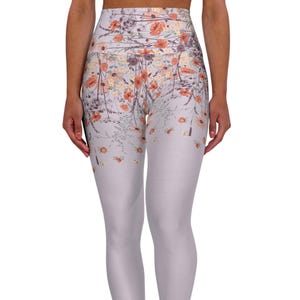 Purple Floral High Waisted Leggings: Women&#39;s Summer Activewear