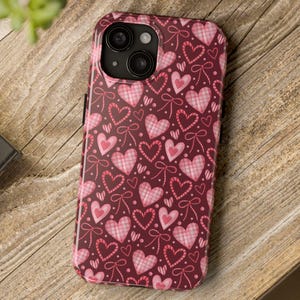 Pink Phone Case | Valentines Day Phone Case | Phone Cases for Women | Iphone Samsung Smartphone Case, pink, hearts