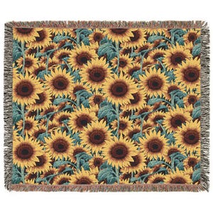 Sunflower Cotton Woven Blanket: Fall Throw