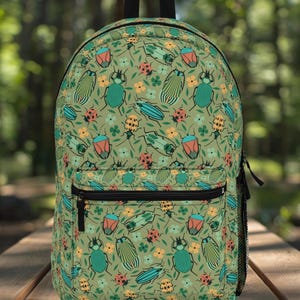 Green Floral Satin Backpack - Elegant Women’s Backpack Vera Bradley Lighten Up Backpack in Lucky You Green Blue  main image 3