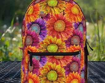 春の花柄バックパック：ティーンズスクールバッグ、旅行用リュック 