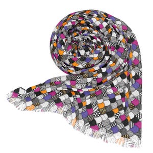 Colorful Mosaic Scarf: Lightweight Polyester Spring Summer Wrap