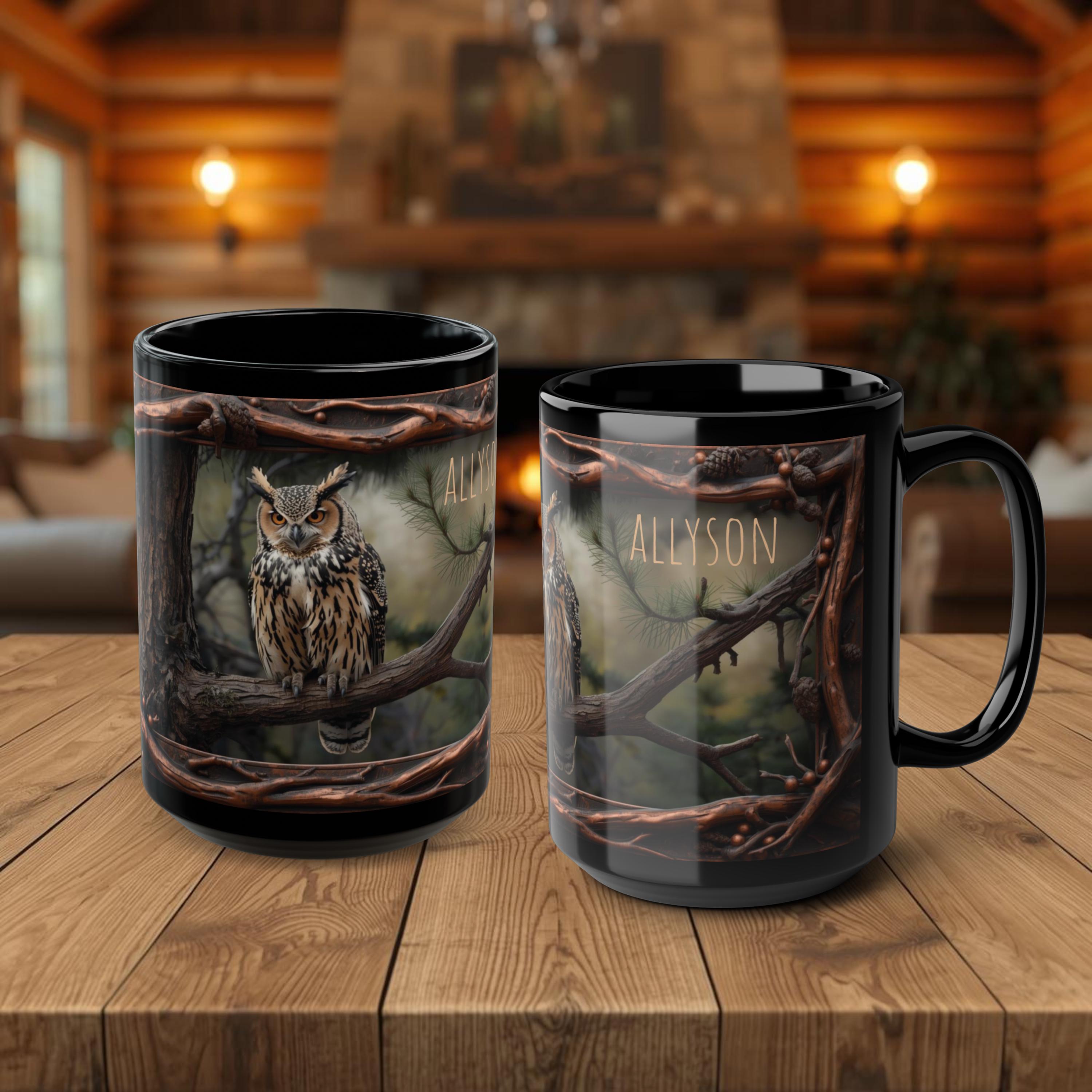 Personalized Owl Mug – Custom Coffee Cup for Bird Lovers, Mom, Grandma – Woodland Owl Gi