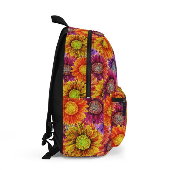Vibrant Floral Women\'s Backpack Wildflower Meadow Backpack – Vibrant Floral Print - Etsy main image 3