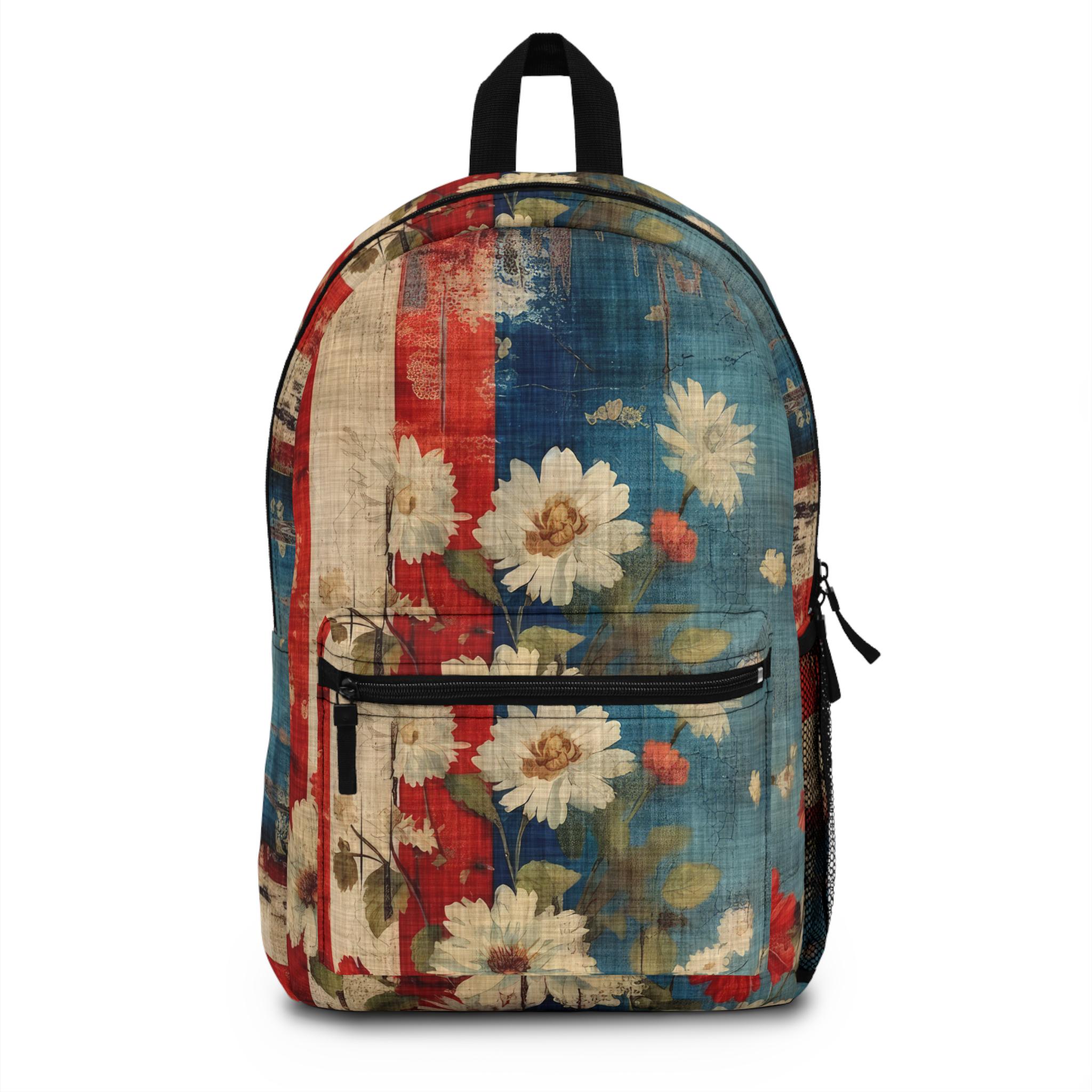 Stone Washed Cotton Bohemian Black and Blue Backpack Bao Bao Issey Miyake Backpack with a geometric pattern  main image 3