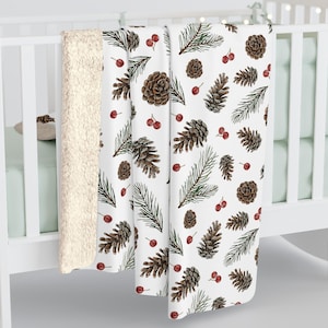 Christmas Pinecone Sherpa Fleece Blanket: Cozy Holiday Throw