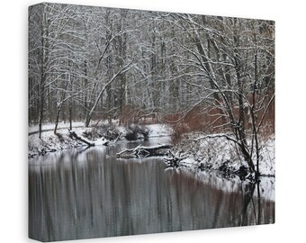 Lienzo impreso de paisaje nevado / Fotografía de invierno para pared / Decoración de naturaleza nevada / Decoración de pared de invierno