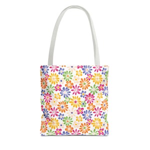 Bright Multi-Color Daisy Tote | Vibrant Floral Canvas Bag