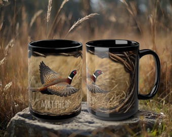 Taza personalizada de caza de faisán - Taza de café personalizada para cazadores de aves - Regalo para cazadores, papás, caza mayor, Día del Padre