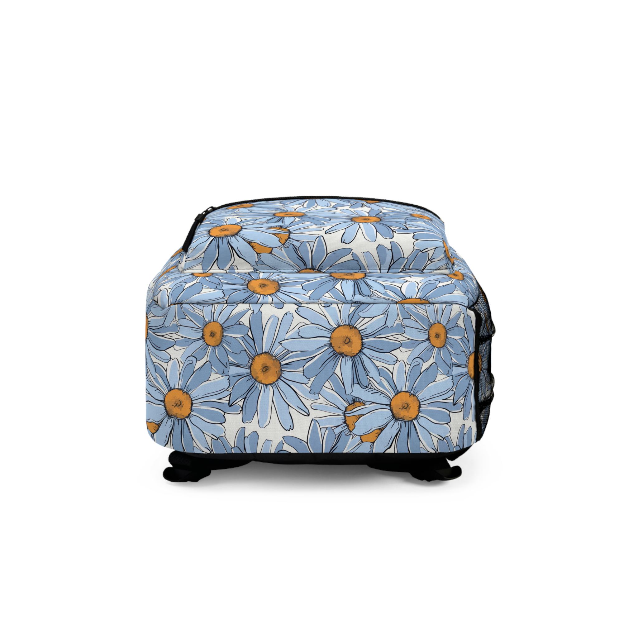 Billabong Blue White Floral Daisy Mini Backpack Bag Blue Daisy Print Backpack: Trendy Floral Travel Bag - Etsy main image 4
