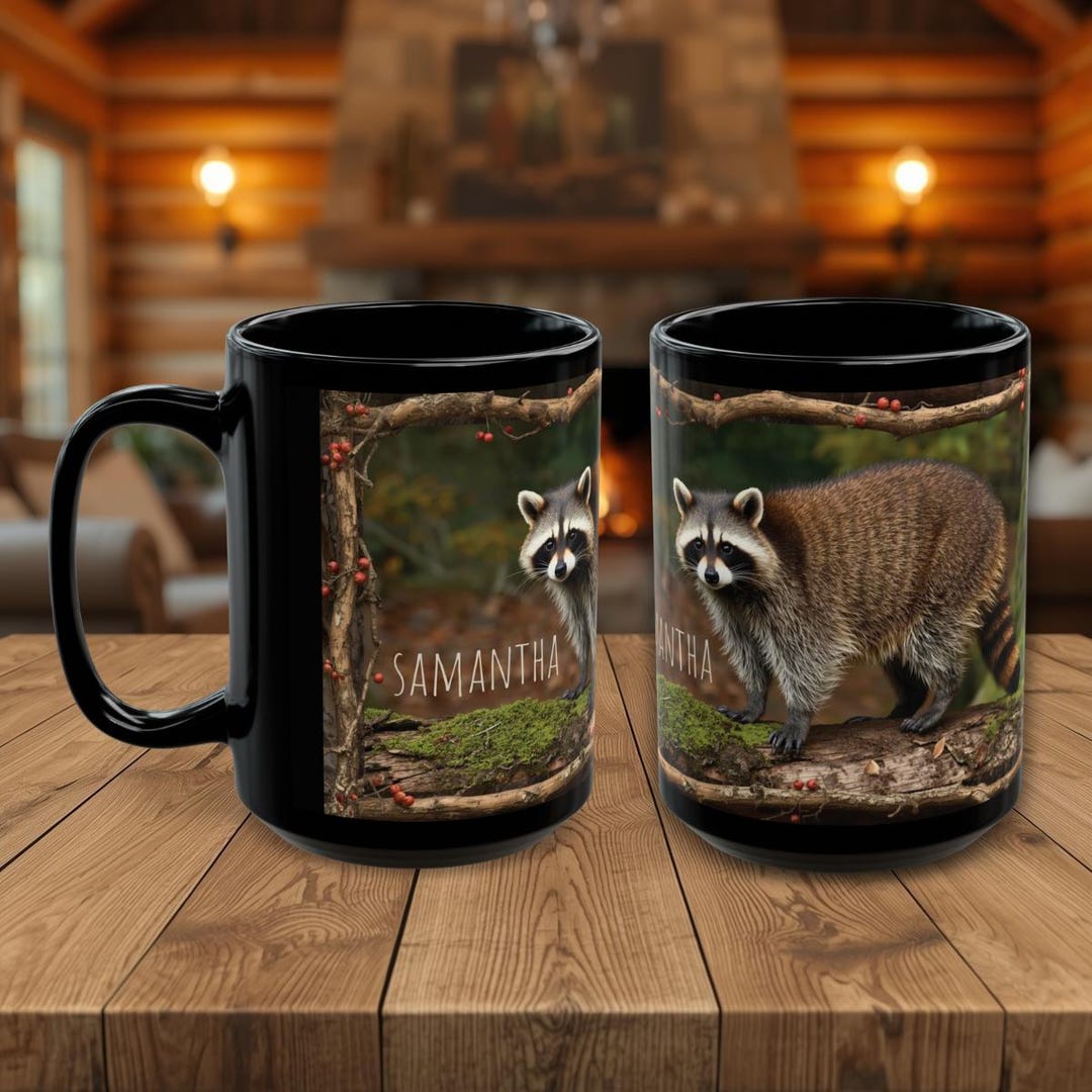Personalized Raccoon Mug With Name | Woodland Animal Coffee Cup for ...