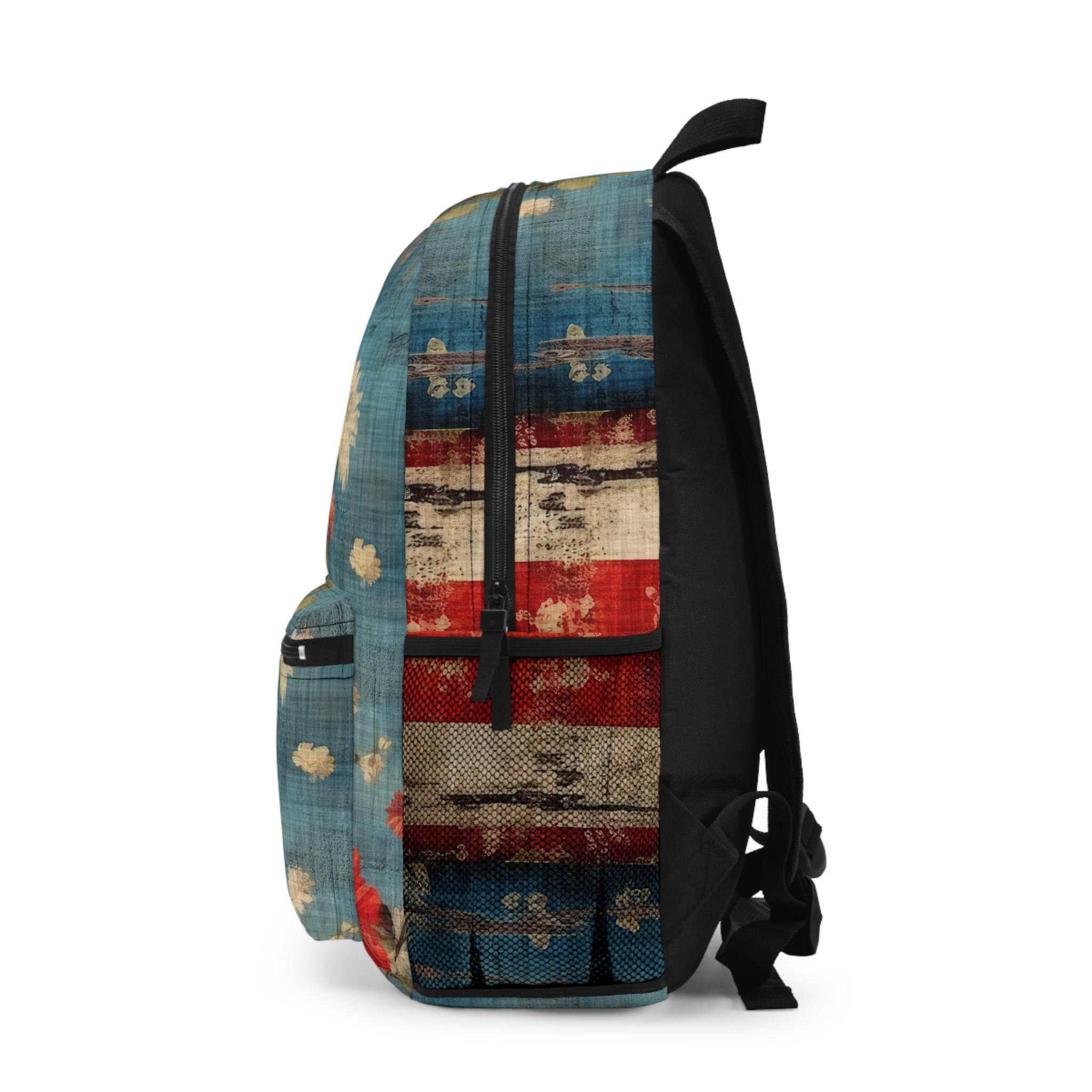 Stone Washed Floral Backpack: Boho Travel Bag - Etsy display picture 3
