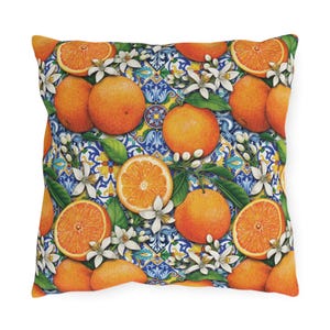 Oreillers d'extérieur, Coussins de terrasse oranges de la Méditerranée, Coussins de piscine imperméables, Décoration de véranda résistante aux UV, Coussins d'extérieur