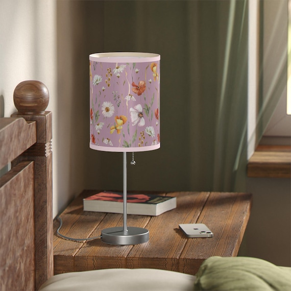 Pink Floral French Cottage Lamp Cottagecore Bedroom Decor